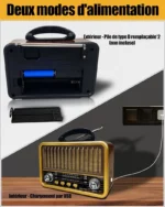 Radio Portable - Mini Style Vintage - Bandes AM/SW/FM - Fonctions TWS/USB/Carte TF/BT5.0 - Rechargeable – Image 9