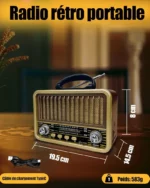 Radio Portable - Mini Style Vintage - Bandes AM/SW/FM - Fonctions TWS/USB/Carte TF/BT5.0 - Rechargeable – Image 13