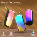 Baffle Sans Fil Étanche Avec Éclairage LED RGB - Bluetooth -  Basses Actives TWS - Son Haute Fidélité - Idéale Pour Écouter De La Musique En Extérieur - Radio FM – Image 5