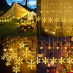 Rideau Lumineux Étoiles Et Flocons De Neige - 8 Modes D'éclairage - LED - 3 - 1.5 Mètres – Image 2