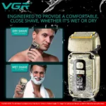 Tondeuse À Cheveux Et Rasoir Électrique Professionnel 2 En 1 VGR V-641 En Acier Inoxydable - 7500 Tr/Min - Résistante À L'eau – Image 2