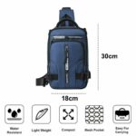 Sac à dos Antivol - Étanche - avec port de chargement USB - Multi-Poches - Homme et Femme - Bleu – Image 4