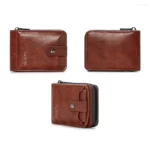 Portefeuille Avec Porte carte en Cuir Pour Homme - Qualité Supérieure - Design Élégant à Deux Volets - Avec Porte-Monnaie Intérieur - Porte-Cartes - Fermeture Éclair – Image 3