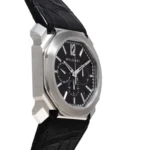 Montre Bulgari De Luxe - Boîtier En Acier - Bracelet En Cuir D'alligator - Résistante À L'eau - Noir – Image 9