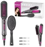 Kemei KM-2263 Kit Peigne Et Fer À Lisser 5 En 1 – Lissage Ou Bouclage De Cheveux – Professionnelle