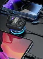 Émetteur FM - 3 en 1 -  Bluetooth Pour Voiture - Lecteur MP3 Bluetooth - Adaptateur Radio Sans Fil - Chargeur Allume-Cigare Rapide Avec 2 Ports USB - Kit Mains Libres – Image 4