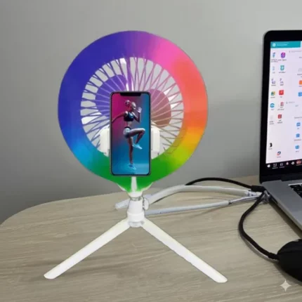 Anneau Lumineux LED RGB 3 en 1 Avec Ventilateur et Télécommande et Trépied - 16 Couleur