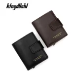 Portefeuille 2 en 1 Intelligent En Cuir Pour Cartes De Crédit – Billets De Banque – Métal Fin Pour Homme – Pliable – Marron – Image 5