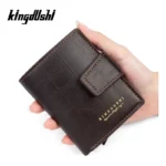 Portefeuille 2 en 1 Intelligent En Cuir Pour Cartes De Crédit – Billets De Banque – Métal Fin Pour Homme – Pliable – Marron – Image 2