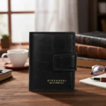 Portefeuille 2 en 1 Intelligent En Cuir Pour Cartes De Crédit – Billets De Banque – Métal Fin Pour Homme – Pliable – Noir – Image 6