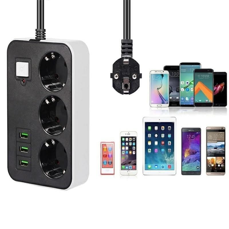 FB_IMG_1759757845059.jpg Multiprises - 3 Port USB - 3 Prises De Courant – Image 1