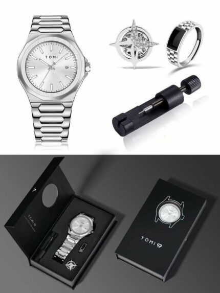 Coffret Cadeau De Montres - Boîtier et Bracelet en Acier Inoxydable Ultra-fin - Quartz Pratique
