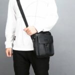 Sac en Cuir Pour Hommes - Luxueux et à La Mode - Multi-Poches - Noir – Image 2