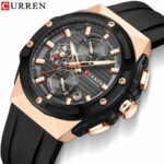 Montre Homme Curren Quartz Authentique - Bracelet En Silicone - Boîtier En Alliage - Résistante Aux Rayures Et À L'eau – Image 6
