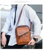 Sacs en Cuir Pour Hommes - Luxueux et à La Mode - Multi-Poches - Noir – Image 5