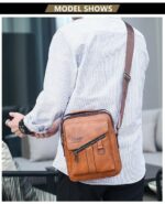 Sacs en Cuir Pour Hommes - Luxueux et à La Mode - Multi-Poches - Noir – Image 4