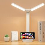 Lampe De Bureau LED Rechargeable - 3 Modes D'éclairage - Lumière Douce Pour La Lecture Et Le Bien-être Des Yeux - Support De Téléphone - Montre Numérique