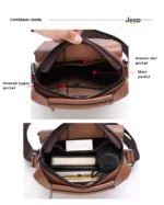 Sac en Cuir Pour Hommes - Luxueux et à La Mode - Multi-Poches - Noir – Image 4