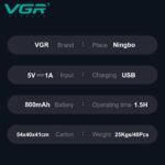 Tondeuse À Cheveux Et Rasoir Électrique Professionnel 2 En 1 VGR V-641 En Acier Inoxydable - 7500 Tr/Min - Résistante À L'eau – Image 15