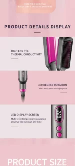 Kemei KM-2263 Kit Peigne Et Fer À Lisser 5 En 1 – Lissage Ou Bouclage De Cheveux – Professionnelle – Image 4