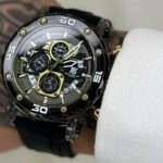 Montre Chronographe Pour Homme T5 WATCHES - Bracelet En Silicone - Résistante ÀL'eau - Noir – Image 2