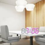 Horloge Digital Led 3D - Affichage 24 et 12 Heures - Alarme Snooze - Température - Rose – Image 10