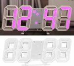 Horloge Digital Led 3D - Affichage 24 et 12 Heures - Alarme Snooze - Température - Rose – Image 9