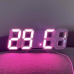 Horloge Digital Led 3D - Affichage 24 et 12 Heures - Alarme Snooze - Température - Rose – Image 7
