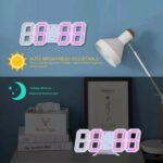 Horloge Digital Led 3D - Affichage 24 et 12 Heures - Alarme Snooze - Température - Rose – Image 3