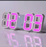 Horloge Digital Led 3D - Affichage 24 et 12 Heures - Alarme Snooze - Température - Rose – Image 11