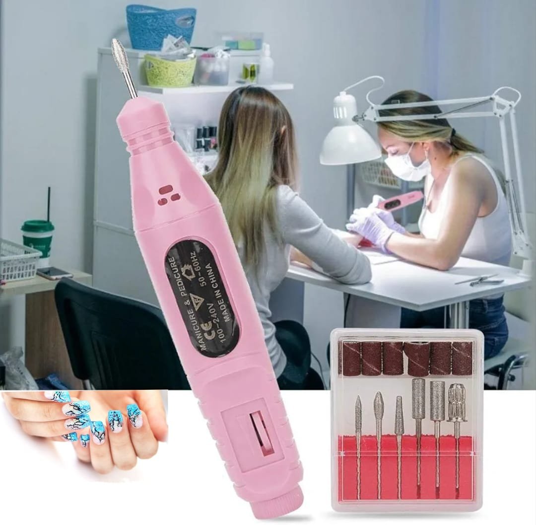 IMG-20250408-WA0014.jpg Ponceuse Électrique 6 en 1 - Stylo Pour Manucure Pédicure - Rose – Image 1