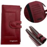 Portefeuille Cuir De Haute Qualité - Téléphone Portable - Multicartes - Grand - Élégant - Bordeaux