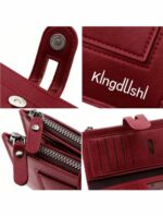 Portefeuille Cuir De Haute Qualité - Téléphone Portable - Multicartes - Grand - Élégant - Bordeaux – Image 5