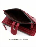 Portefeuille Cuir De Haute Qualité - Téléphone Portable - Multicartes - Grand - Élégant - Bordeaux – Image 10