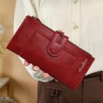 Portefeuille Cuir De Haute Qualité - Téléphone Portable - Multicartes - Grand - Élégant - Bordeaux – Image 2