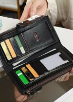 Portefeuille Cuir De Haute Qualité - Téléphone Portable - Multicartes - Grand - Élégant - Unixe - Noir – Image 2