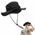 Chapeau De Seau Unisexe - Protection Solaire Extérieure - Respirant - Pliable - Rayé Décontracté - Doux - Noir