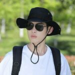 Chapeau De Seau Unisexe - Protection Solaire Extérieure - Respirant - Pliable - Rayé Décontracté - Doux - Noir – Image 6