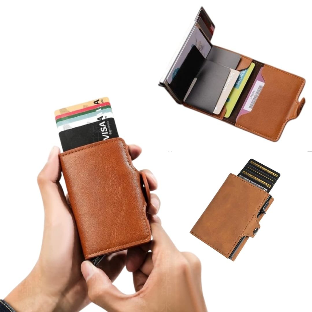 IMG-20250523-WA0026_edit_118143913930930.jpg Portefeuille 2 en 1 Intelligent en Cuir Pour Cartes De Crédit - billets de banque - Métal Fin pour Homme - Pliable – Image 1