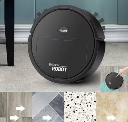 Aspirateur Robot Silencieux 3 en 1 -  Nettoyer Les Cheveux - Le Marbre - Les Carreaux De Céramique et Les Sols Durs - Noir