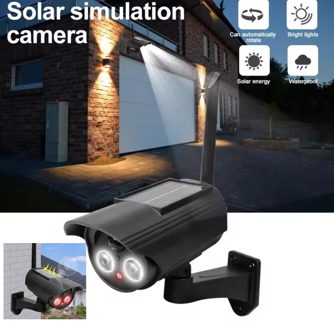 IMG-20250530-WA0085.jpg Lampe Caméra De Simulation D'extérieur à Énergie Solaire - Caméra De Surveillance De Sécurité Domestique Étanche - Lumière LED Clignotante – Image 1