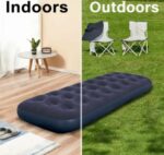 Matelas Gonflable Double Pliable Bleu Portable Avec Surface Rembourrée – Image 8