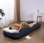 Matelas Gonflable Double Pliable Bleu Portable Avec Surface Rembourrée – Image 10