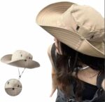 Chapeau De Soleil Pliable à Large Bord Avec Protection UV - Unisexe  Beige – Image 8