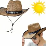 Chapeau De Soleil Unisexe en Paille Tissée à Large Bord Pour L'été - Bleu