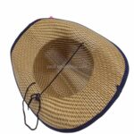 Chapeau De Soleil Unisexe en Paille Tissée à Large Bord Pour L'été - Bleu – Image 4