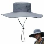 Chapeau de randonnée et de camping à large bord pour homme avec protection UV Gris