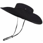Chapeau de randonnée et de camping à large bord pour homme avec protection UV - Noir – Image 2