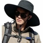 Chapeau de randonnée et de camping à large bord pour homme avec protection UV - Noir – Image 8
