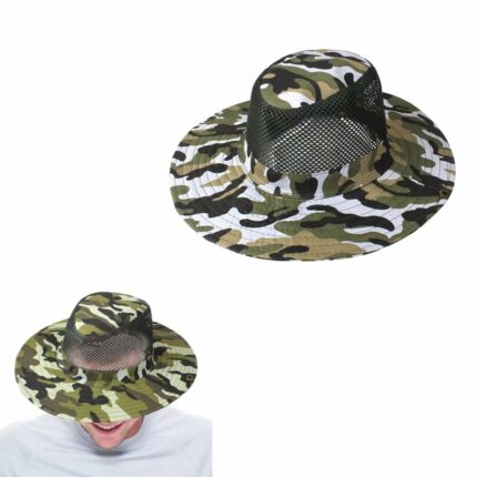 Chapeau De Soleil Camouflage En Coton Pour La Pêche Et La Chasse En Plein Air Avec Un Cordon De Serrage - Unisexe - imperméable